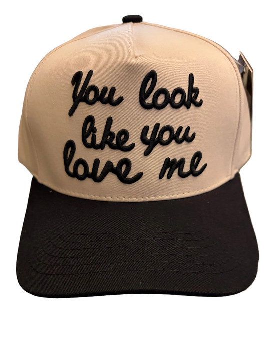 “You Look Like You Love Me” Two-Tone Hat – Black & Khaki